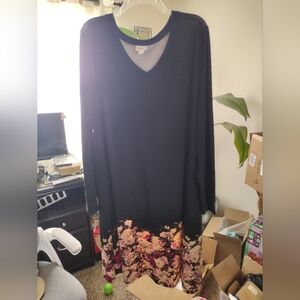 LuLaRoe Black and Floral Midi Dress